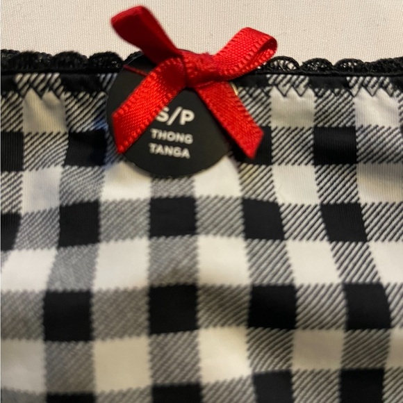 Sz S la vie en rose thong NWT 85%Nylon checkerd - Picture 5 of 5